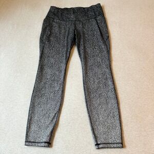 All in Motion Womens High Rise Herringbone Space Dye Leggings Black White Large